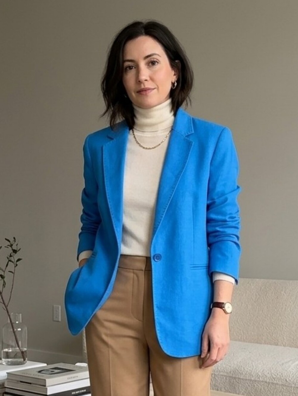 NWOT Massimo Dutti L Modern Contemporary Quiet Luxury Academia Cobalt Blazer